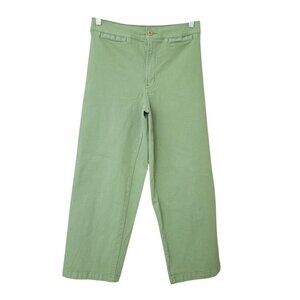 Madewell The Emmett Wide-Leg Crop Pant: Welt Pocket Edition Size 27 Green